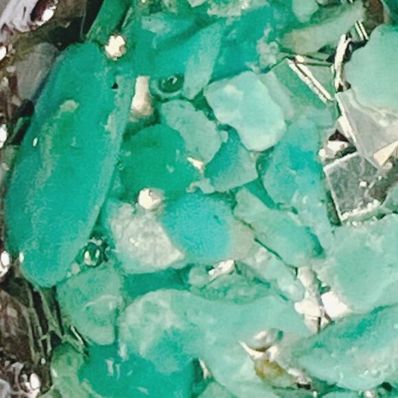 VTG 60s Turquoise Earrings Stone Chip Resin Dome Silver Tone Clip On Mid Century - Picture 11 of 12